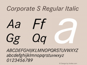 CorporateS-Italic Version 1.000;PS 1.00;hotconv 1.0.57;makeotf.lib2.0.21895图片样张