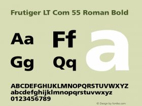 Frutiger LT Com 55 Roman Bold Version 1.30; 2006 Font Sample