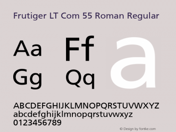 Frutiger LT Com 55 Roman Regular Version 1.30; 2006图片样张