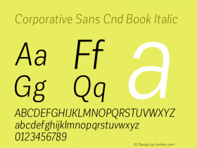 Corporative Sans Cnd Book Italic Version 1.000;PS 001.000;hotconv 1.0.88;makeotf.lib2.5.64775图片样张