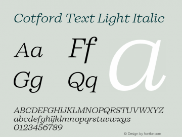 Cotford Text Light Italic Version 1.00图片样张