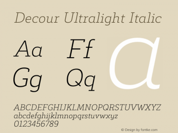 Decour Ultralight Italic Version 1.000;PS 001.000;hotconv 1.0.70;makeotf.lib2.5.58329图片样张