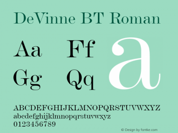 DeVinne BT Roman Version 1.01 emb4-OT图片样张