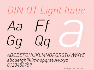 DIN OT Light Italic Version 7.601, build 1030, FoPs, FL 5.04图片样张