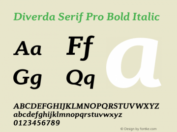 Diverda Serif Pro Bold Italic Version 2.00图片样张