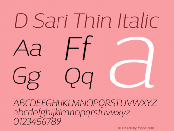 DSariThin-Italic 1.000图片样张