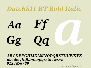 Dutch811 BT Bold Italic Version 1.01 emb4-OT图片样张