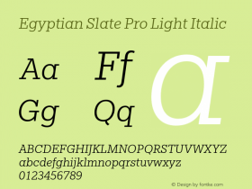 EgyptianSlatePro-LightItalic Version 1.000图片样张