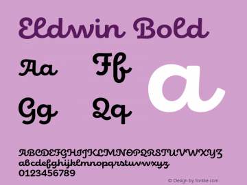 Eldwin Script Bold Version 1.001;PS 001.001;hotconv 1.0.88;makeotf.lib2.5.64775图片样张