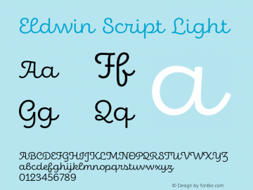 Eldwin Script Light Version 1.001;PS 001.001;hotconv 1.0.88;makeotf.lib2.5.64775图片样张