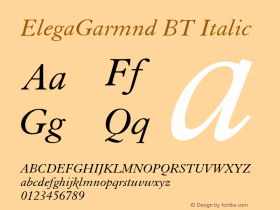 ElegaGarmnd BT Italic Version 1.01 emb4-OT图片样张