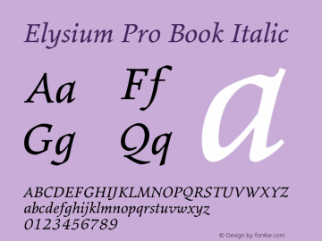 ElysiumPro-BookItalic Version 1.00; 2007图片样张