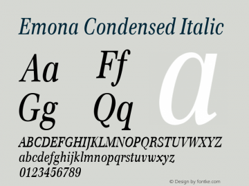 Emona Condensed Italic Version 1.00图片样张