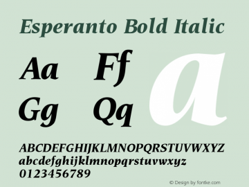Esperanto Bold Italic Version 1.00图片样张