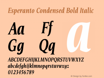 Esperanto Condensed Bold Italic Version 1.00图片样张