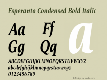 Esperanto Condensed Bold Italic Version 1.00图片样张