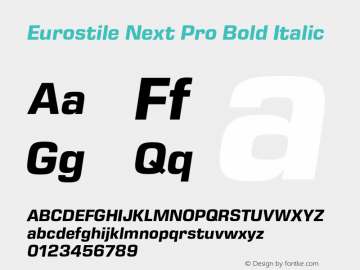 Eurostile Next Pro Bold Italic Version 1.00图片样张