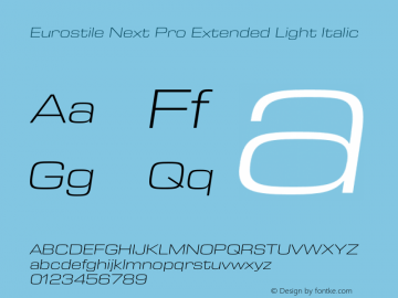 Eurostile Next Pro Ext Light It Version 1.00图片样张