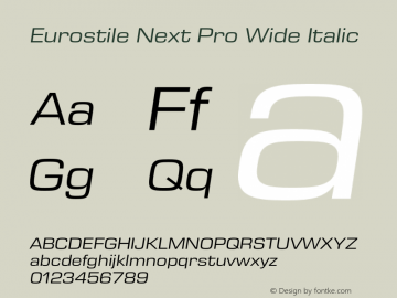 Eurostile Next Pro Wide Italic Version 1.00图片样张