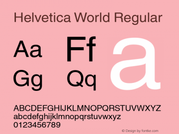 Helvetica World Regular Version 1.01 Build 100图片样张