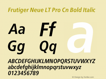 Frutiger Neue LT Pro Cn Bd It Version 2.300图片样张