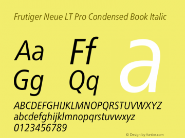 Frutiger Neue LT Pro Cn Book Italic Version 1.00图片样张