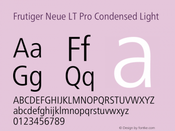 Frutiger Neue LT Pro Cn Light Version 1.00图片样张