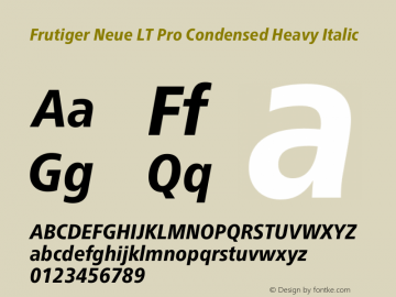 Frutiger Neue LT Pro Cn Regular Bold Italic Version 1.00图片样张