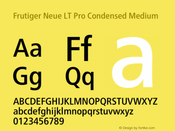 Frutiger Neue LT Pro Cn Medium Version 1.00图片样张