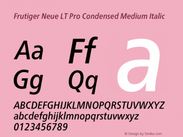 Frutiger Neue LT Pro Cn Medium Italic Version 1.00图片样张