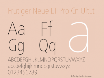 Frutiger Neue LT Pro Cn UltLt Version 2.300图片样张