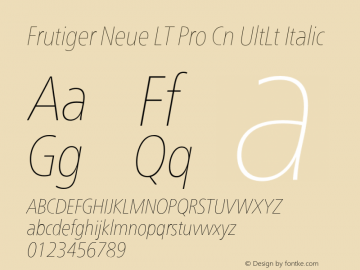 Frutiger Neue LT Pro Cn UlLt It Version 2.300图片样张