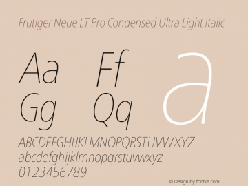 Frutiger Neue LT Pro Cn UltLt Italic Version 1.00图片样张