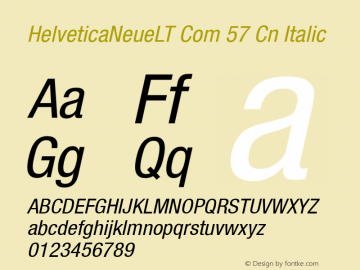 HelveticaNeueLT Com 57 Cn Italic Version 2.01;2006图片样张