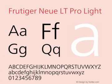 Frutiger Neue LT Pro Lt Version 2.200图片样张