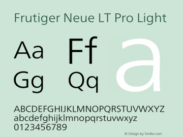 Frutiger Neue LT Pro Light Version 1.00图片样张