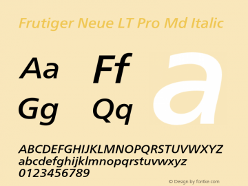 Frutiger Neue LT Pro Md It Version 2.200图片样张