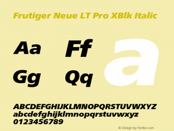 Frutiger Neue LT Pro XBlk It Version 2.200图片样张