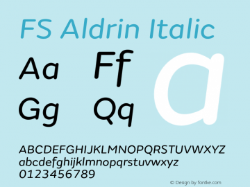 FS Aldrin Italic Version 1.02;PS 001.001;hotconv 1.0.88;makeotf.lib2.5.64775图片样张