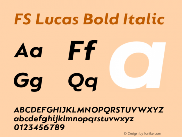 FS Lucas Bold Italic Version 1.03;PS 001.002;hotconv 1.0.88;makeotf.lib2.5.64775图片样张