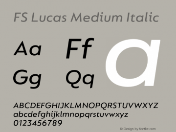 FS Lucas Medium Italic Version 1.03;PS 001.002;hotconv 1.0.88;makeotf.lib2.5.64775图片样张