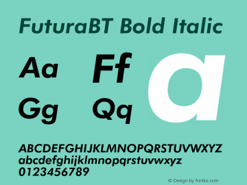 FuturaBT Bold Italic Version 3.10, build 22, s3图片样张