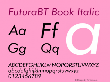 FuturaBT Book Italic Version 3.10, build 19, s3图片样张