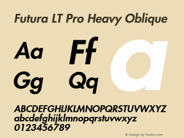 Futura LT Pro Medium Bold Italic Version 1.00 Build 1000图片样张