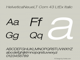 HelveticaNeueLT Com 43 LtEx Italic Version 1.00; 2006 Font Sample