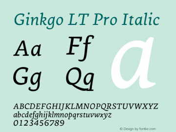 GinkgoLTPro-Italic Version 1.01图片样张