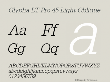 Glypha LT Pro 45 Light Oblique Version 1.00 Build 1000图片样张