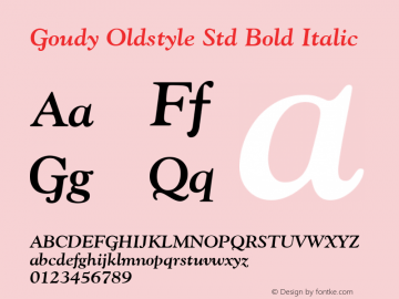 Goudy Oldstyle Std Bold Italic Version 1.00 Build 1000图片样张