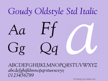 GoudyStd-Italic Version 1.000 Build 1000图片样张