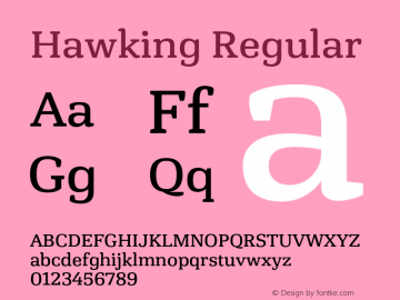 Hawking Regular Version 1.000;PS 001.000;hotconv 1.0.88;makeotf.lib2.5.64775图片样张
